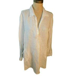For Cynthia Size XL White Linen Tunic Style Swim Coverup